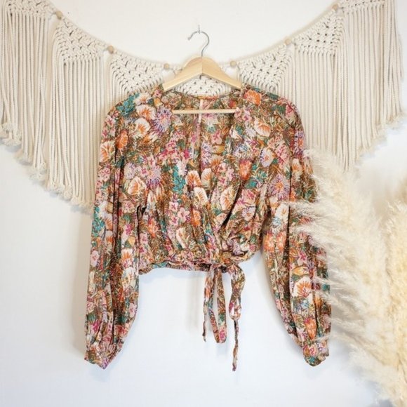 Free People Tops - Free People Party Playlist Colorful Oversized Wrap Blouse XS